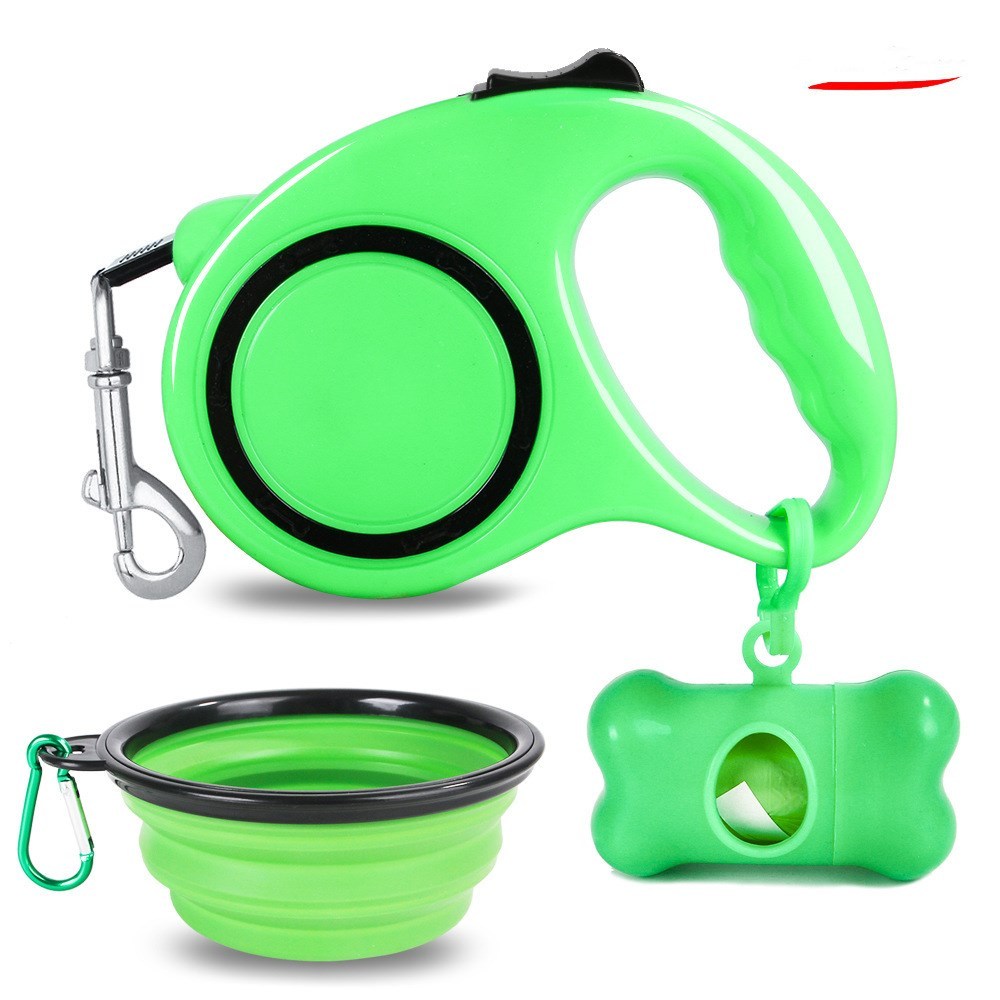 Retractable Dog Leash Set | Travel Water Bowl & Waste Bag Holder