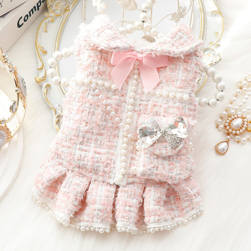 Luxury Dog Skirt | Chanel-Inspired Pearl Pet Dress for Small Breeds The Pet Exec Luxury Dog Skirt | Chanel-Inspired Pearl Pet Dress for Small Breeds The Pet Exec