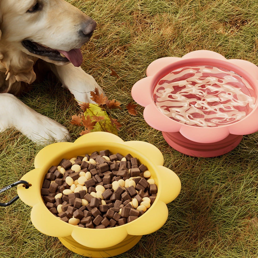 Flower Folding Pet Bowl | Portable Silicone Travel Water Dish
