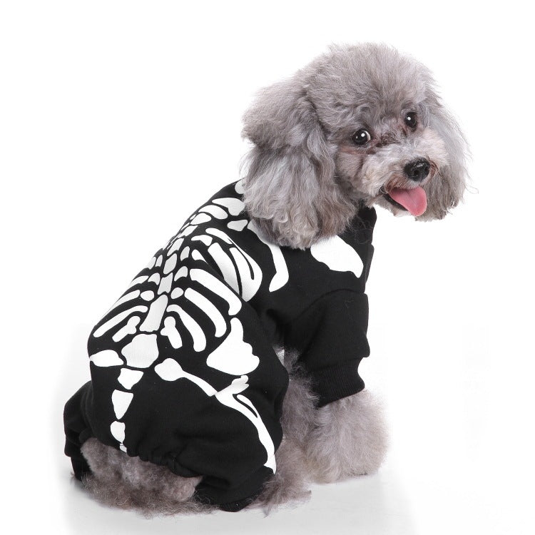 Skeleton Dog Costume | Funny Halloween Pet Jumpsuit Pajamas