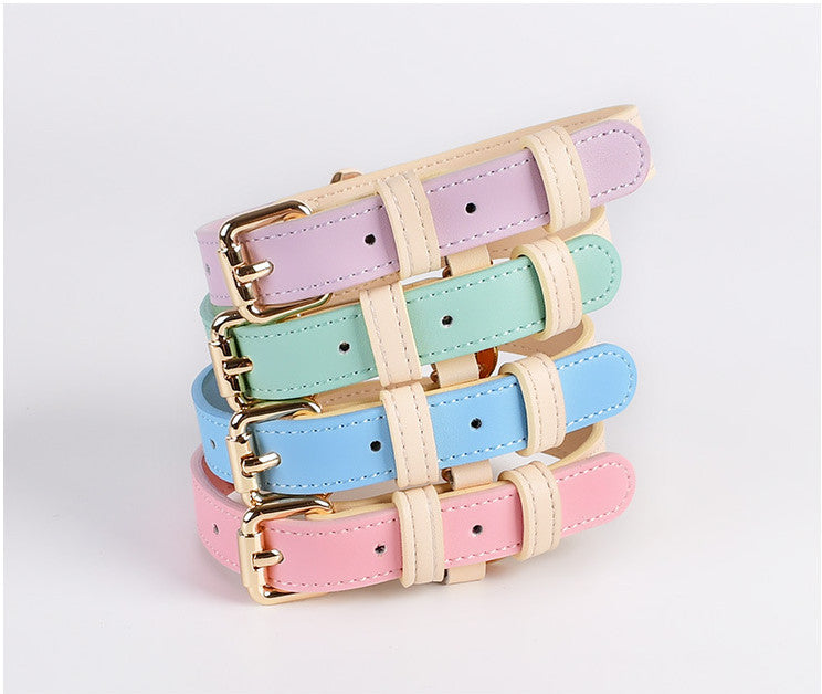 Luxury Leather Dog Collar & Leash Set | Riviera Chic Walk Gear