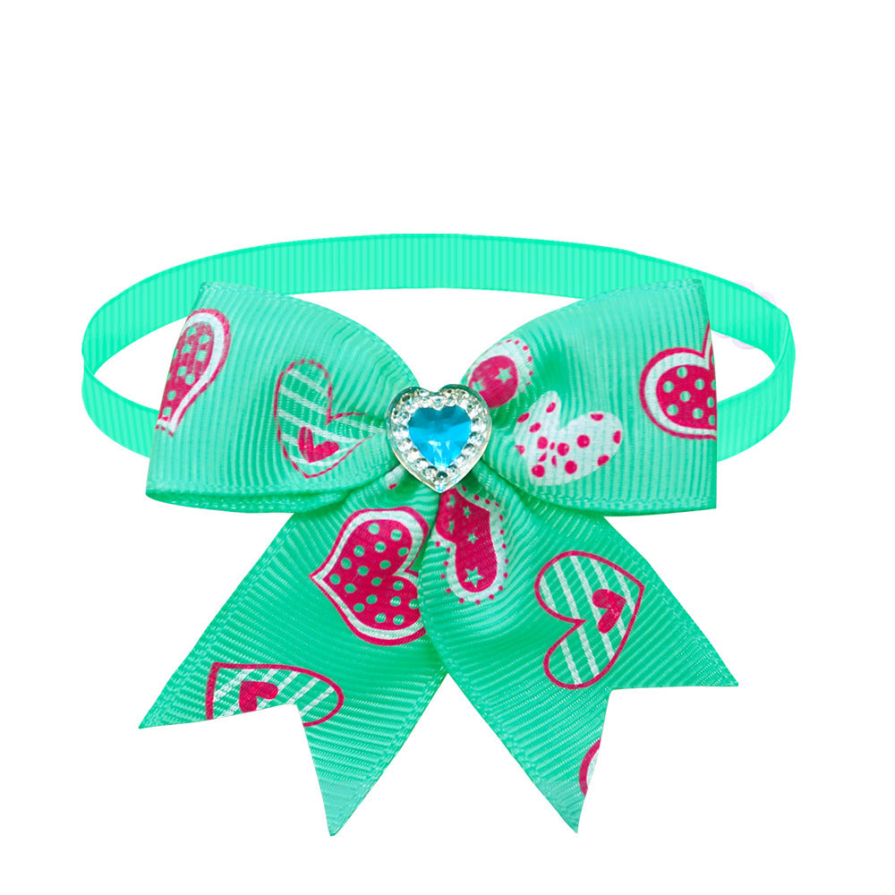 Valentine Heart Dog Bow Tie | Cute Diamond Pet Collar Accessory
