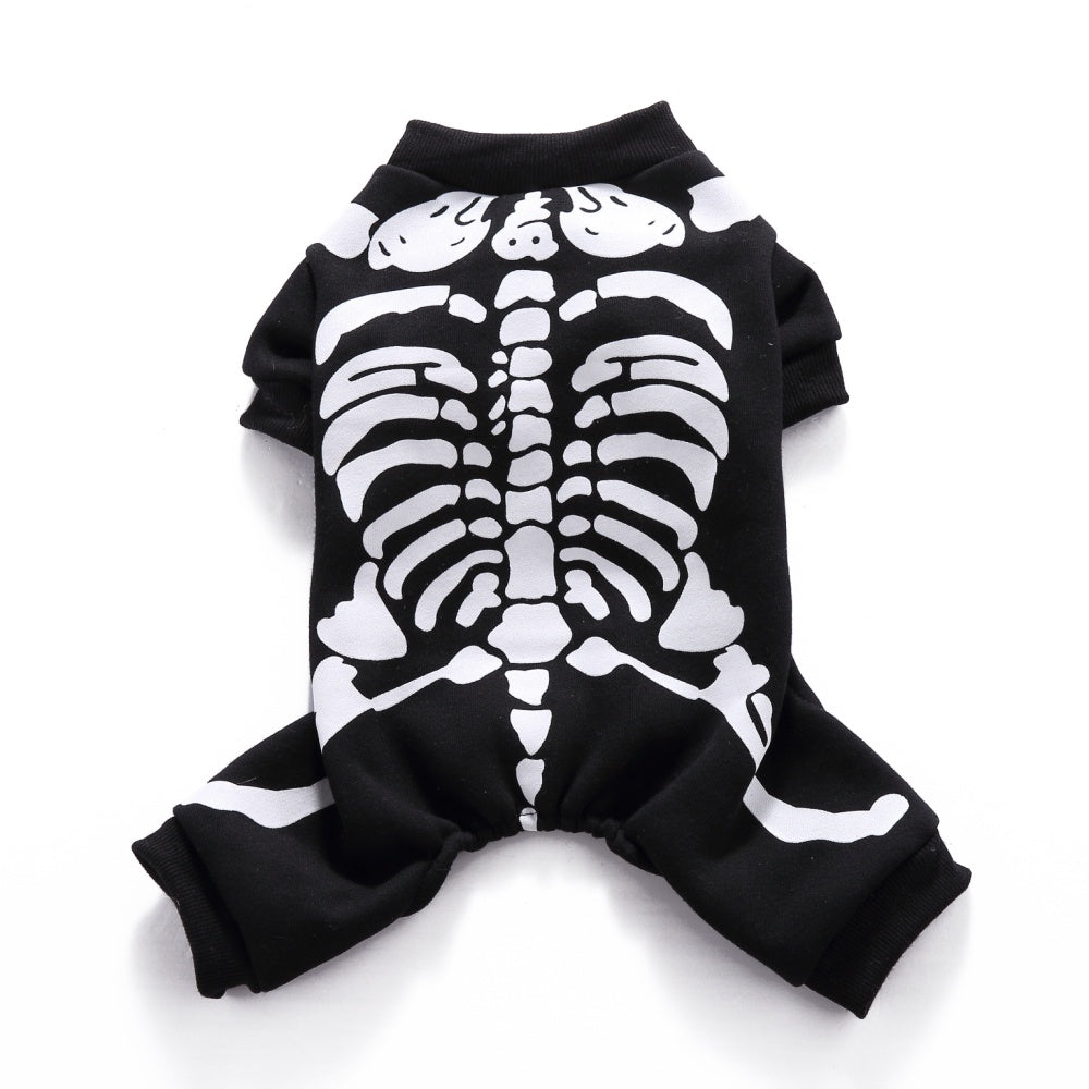 Skeleton Dog Costume | Funny Halloween Pet Jumpsuit Pajamas
