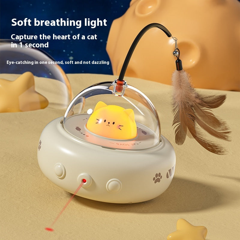 Smart UFO Cat Teaser Toy | Automatic Laser & Feather Play Trainer