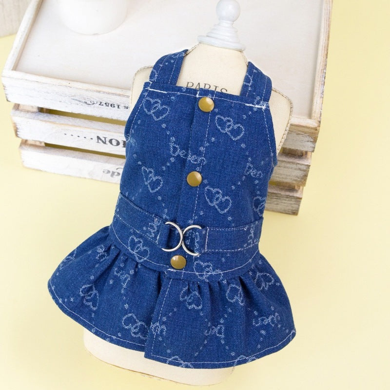 Denim Princess Dog Dress | Lightweight, Cute & Stylish for Small Pets