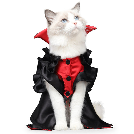 Cat Vampire Costume | Halloween Dracula Cape for Cats & Small Pets