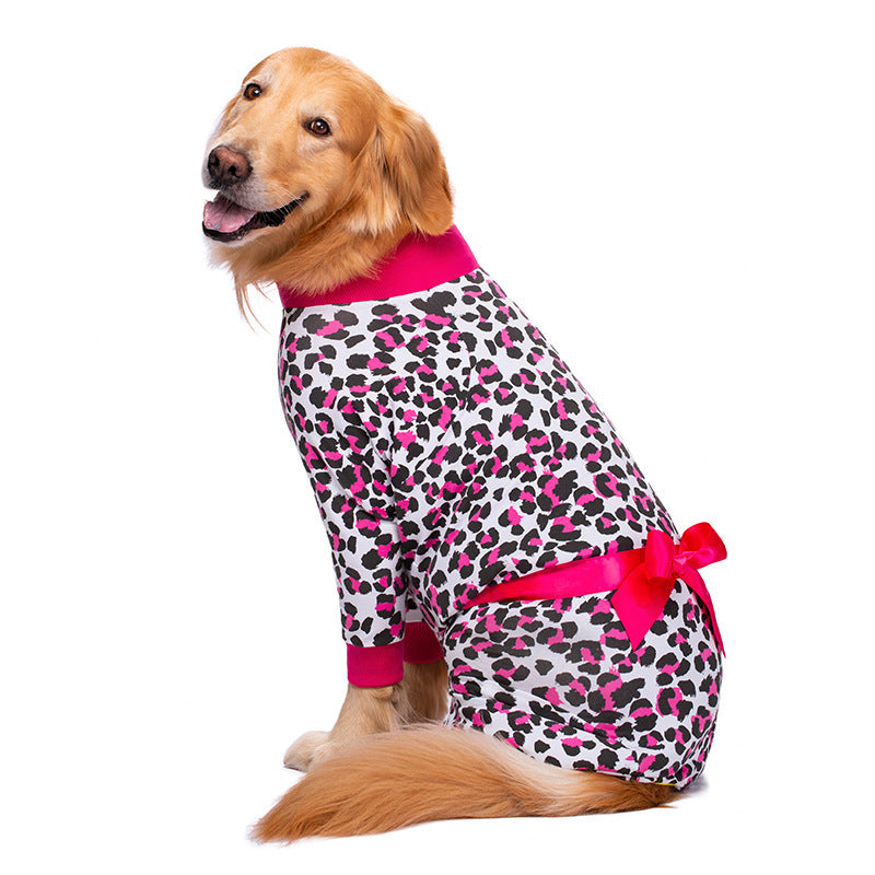 Christmas Dog Pajamas | Cozy Cotton Jumpsuit with Festive Bow