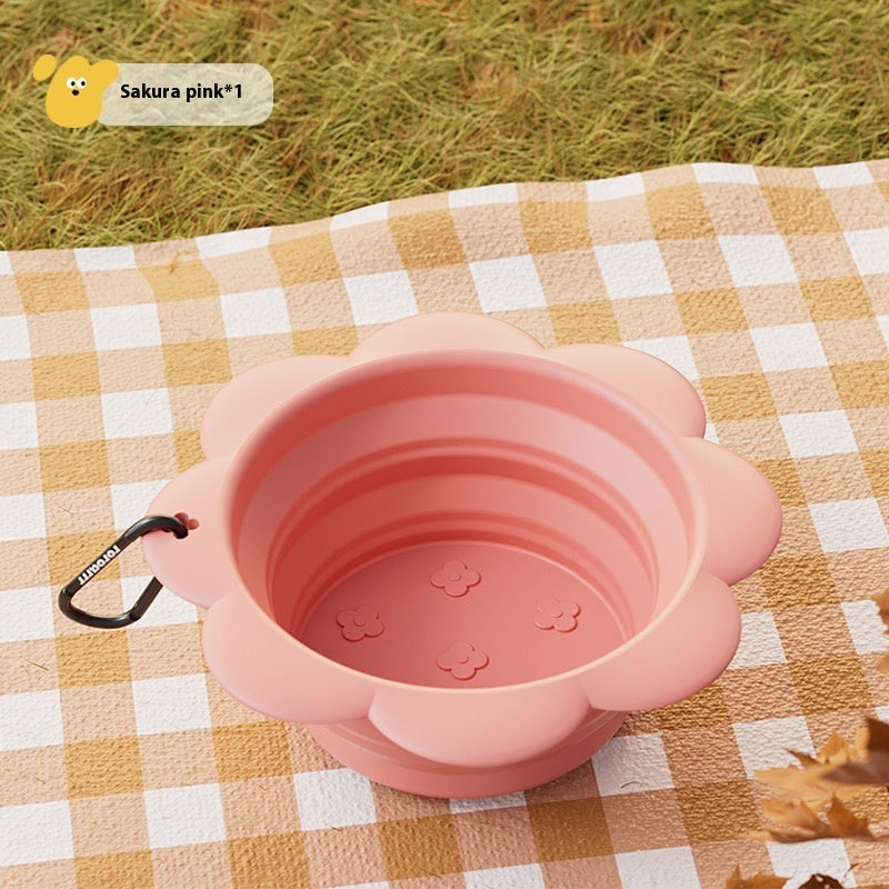 Flower Folding Pet Bowl | Portable Silicone Travel Water Dish