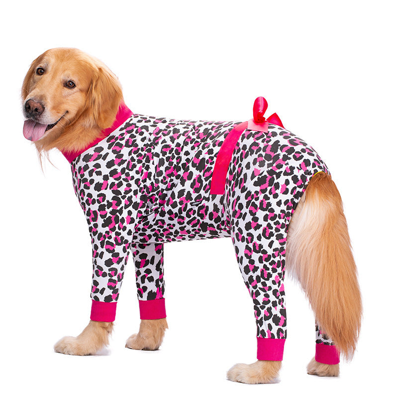 Christmas Dog Pajamas | Cozy Cotton Jumpsuit with Festive Bow
