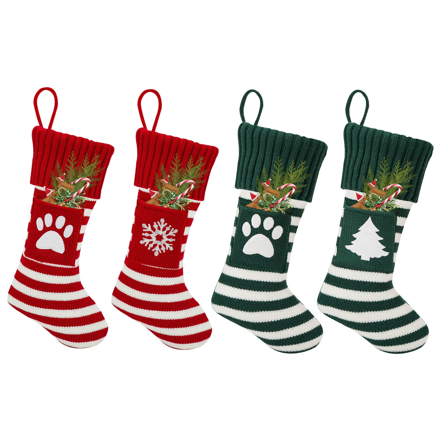 Christmas Pet Stocking Gift Bag | Knitted Dog & Cat Paw Socks