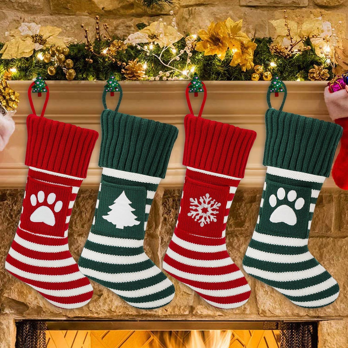 Christmas Pet Stocking Gift Bag | Knitted Dog & Cat Paw Socks
