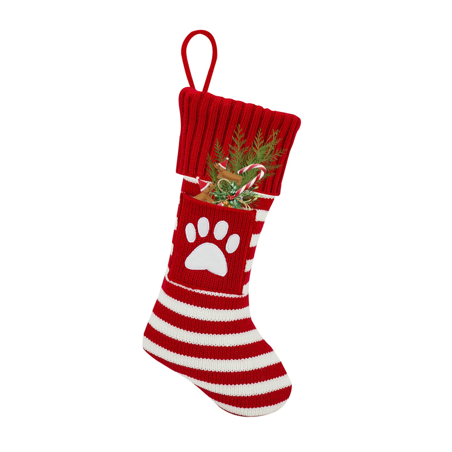 Christmas Pet Stocking Gift Bag | Knitted Dog & Cat Paw Socks